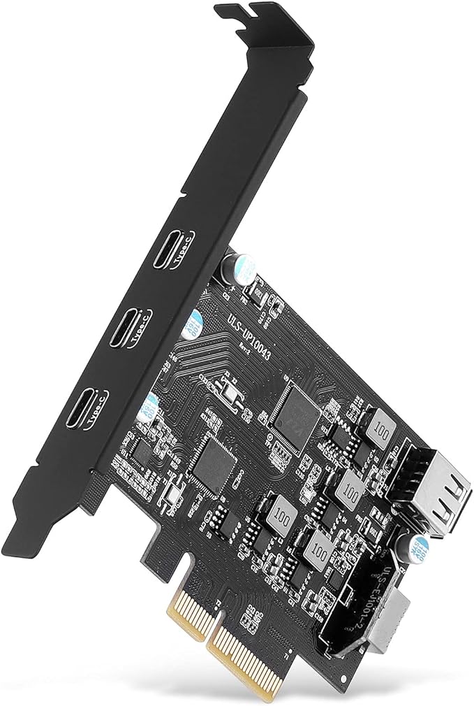 Sinefine PCI-E to USB 3.2 Expansion Card,3.2 gen2 10Gpbs (3X USB C, 1x USB A, 1x USB Type E A Key), USB C PCI Express Card, A-Key 20 Pin Header for Type C Front Panel Mount Adapter